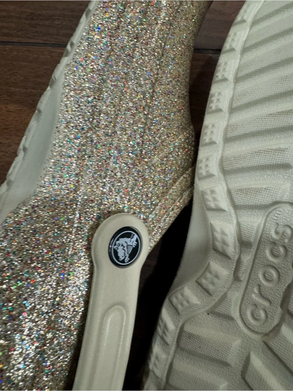 CROCS Classic Gold Glitter Lined Clog size 12